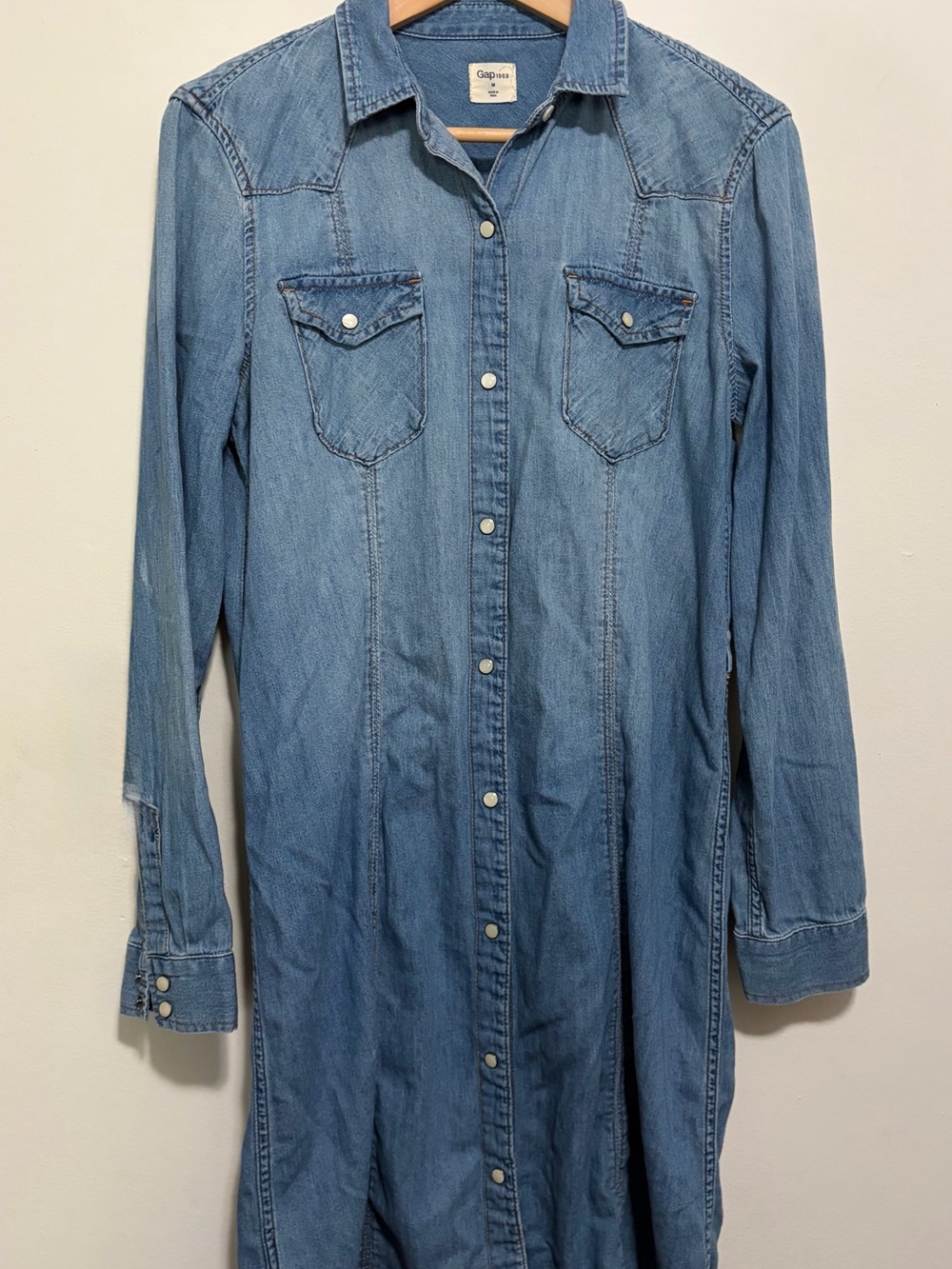 Gap Light Blue Denim Shirt Dress - Long Sleeve